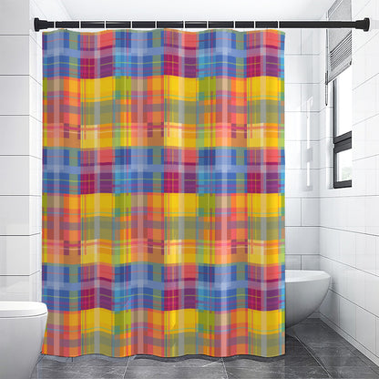 Rainbow Plaid Pattern Print Shower Curtain