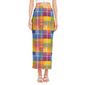 Rainbow Plaid Pattern Print Side Slit Maxi Skirt