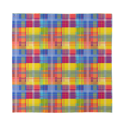 Rainbow Plaid Pattern Print Silk Bandana