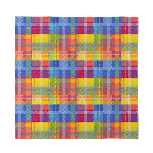 Rainbow Plaid Pattern Print Silk Bandana