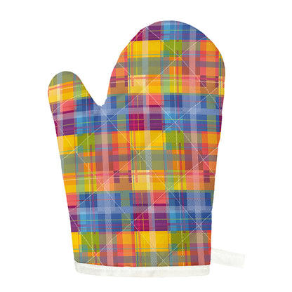 Rainbow Plaid Pattern Print Single Oven Mitt