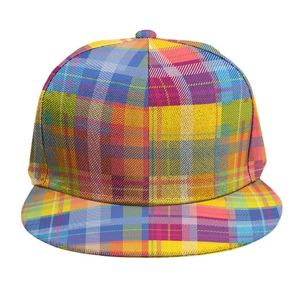Rainbow Plaid Pattern Print Snapback Cap