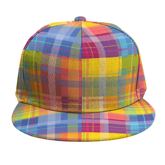Rainbow Plaid Pattern Print Snapback Cap
