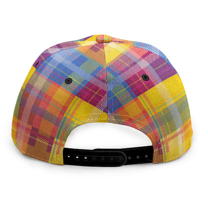 Rainbow Plaid Pattern Print Snapback Cap