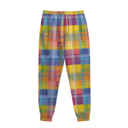 Rainbow Plaid Pattern Print Sweatpants