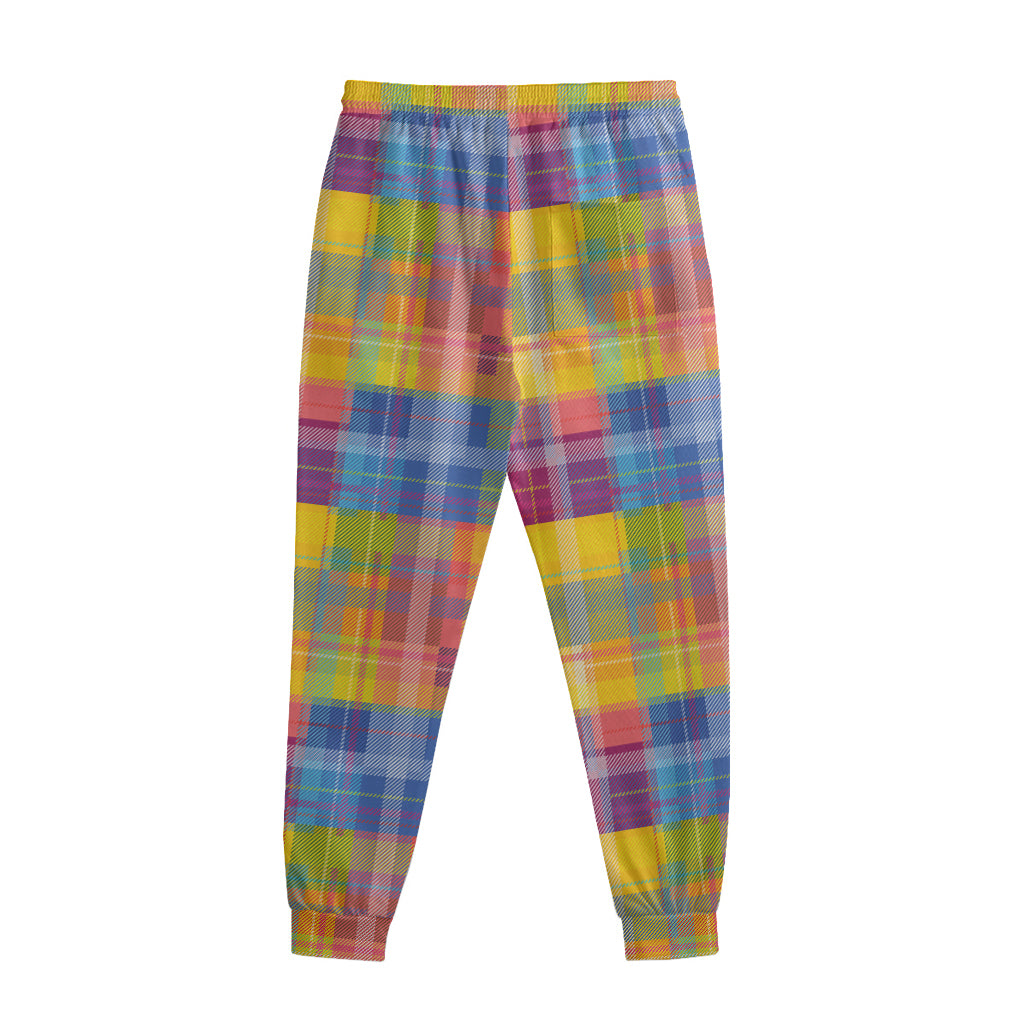 Rainbow Plaid Pattern Print Sweatpants