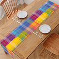 Rainbow Plaid Pattern Print Table Runner