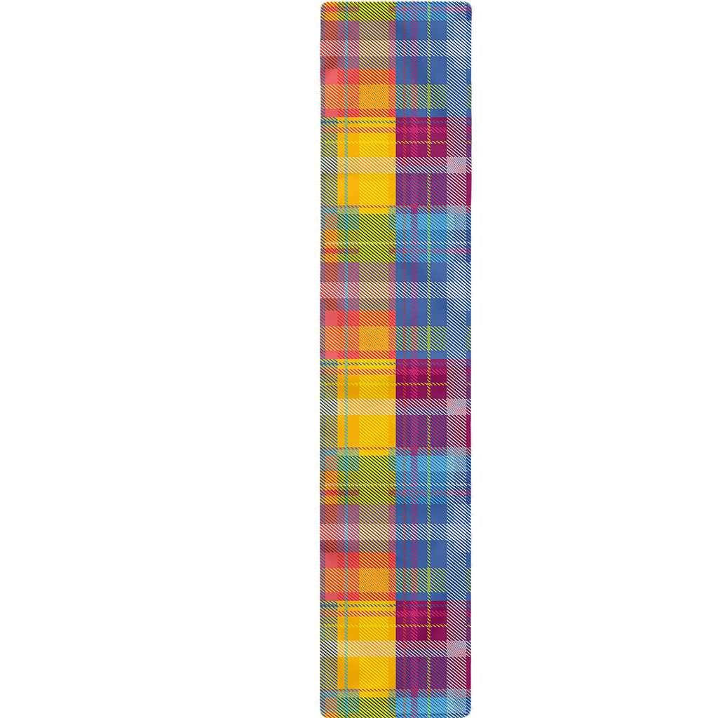 Rainbow Plaid Pattern Print Table Runner