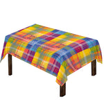 Rainbow Plaid Pattern Print Tablecloth