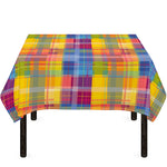 Rainbow Plaid Pattern Print Tablecloth