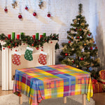 Rainbow Plaid Pattern Print Tablecloth