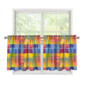 Rainbow Plaid Pattern Print Tier Curtains