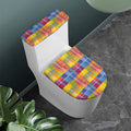 Rainbow Plaid Pattern Print Toilet Lid And Tank Cover Set