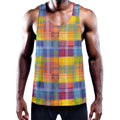 Rainbow Plaid Pattern Print Men's Workout Tank Top