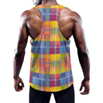 Rainbow Plaid Pattern Print Training Tank Top