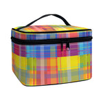 Rainbow Plaid Pattern Print Travel Makeup Bag
