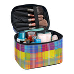 Rainbow Plaid Pattern Print Travel Makeup Bag