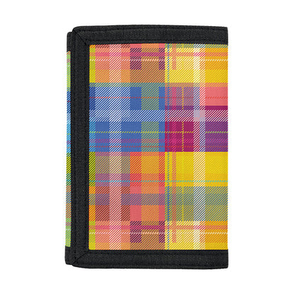 Rainbow Plaid Pattern Print Trifold Wallet