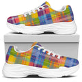 Rainbow Plaid Pattern Print White Chunky Shoes