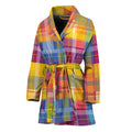 Rainbow Plaid Pattern Print Women's Bathrobe