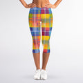 Rainbow Plaid Pattern Print Women's Capri Leggings