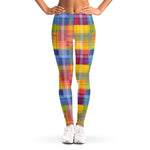 Rainbow Plaid Pattern Print Women's Leggings