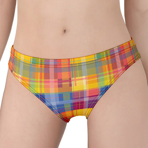 Rainbow Plaid Pattern Print Women's Panties