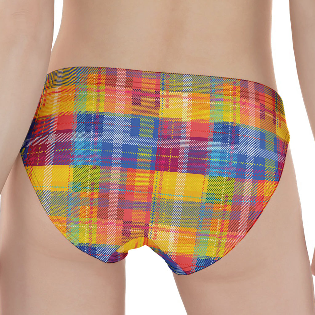 Rainbow Plaid Pattern Print Women's Panties