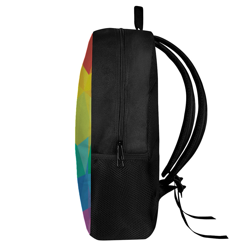Rainbow Polygonal Geometric Print 17 Inch Backpack