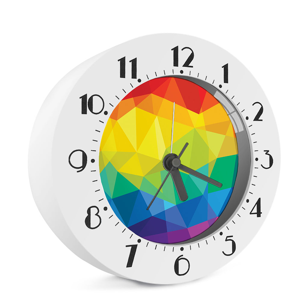 Rainbow Polygonal Geometric Print Alarm Clock