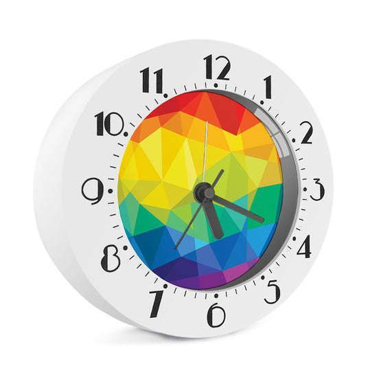 Rainbow Polygonal Geometric Print Alarm Clock