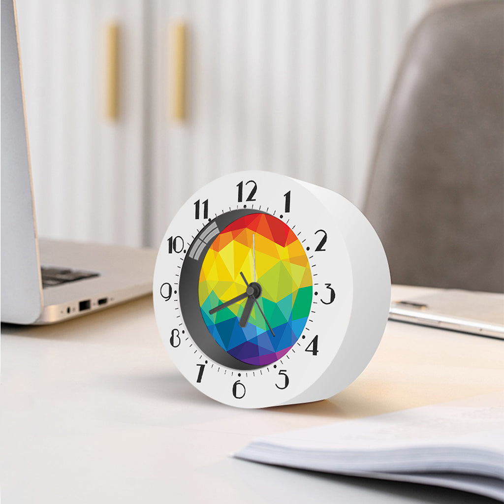 Rainbow Polygonal Geometric Print Alarm Clock
