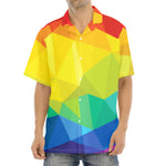 Rainbow Polygonal Geometric Print Aloha Shirt