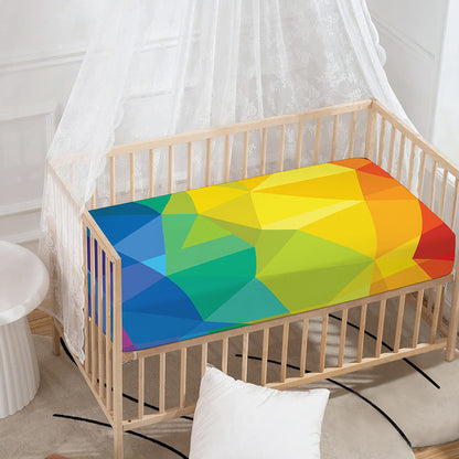 Rainbow Polygonal Geometric Print Baby Crib Sheet