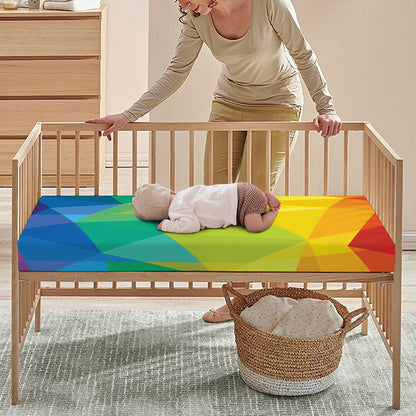 Rainbow Polygonal Geometric Print Baby Crib Sheet