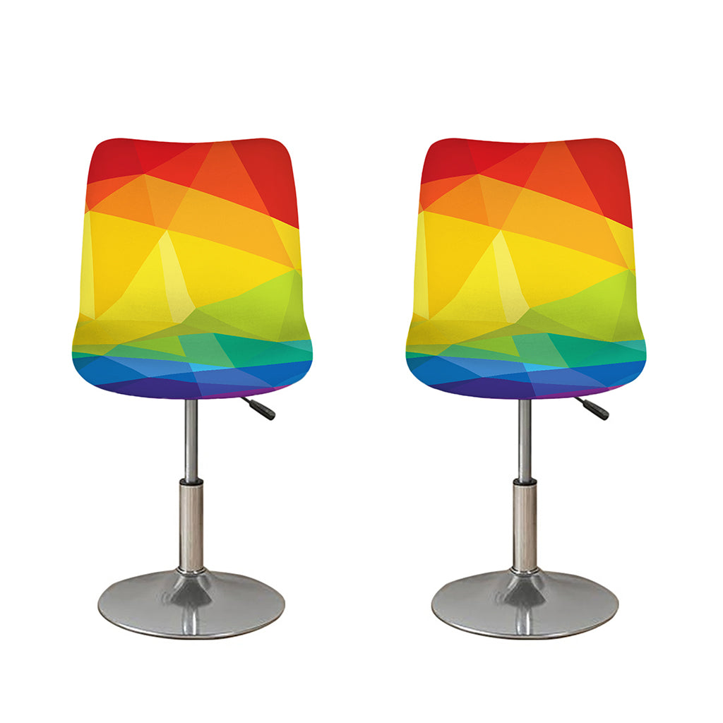 Rainbow Polygonal Geometric Print Bar Stool Covers