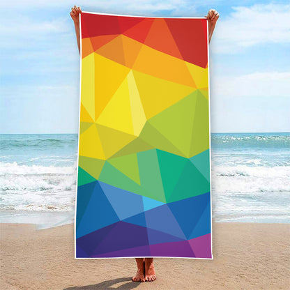 Rainbow Polygonal Geometric Print Beach Towel