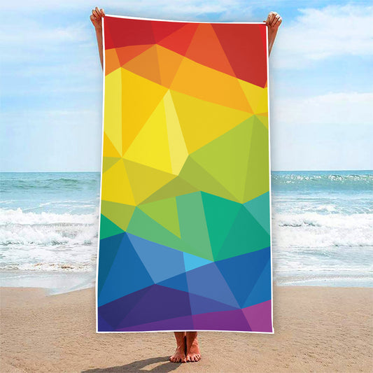 Rainbow Polygonal Geometric Print Beach Towel