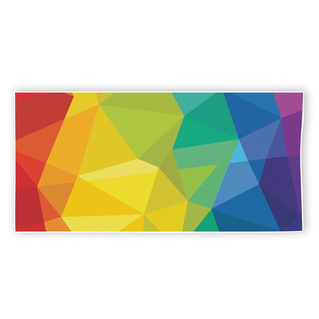 Rainbow Polygonal Geometric Print Beach Towel