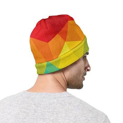 Rainbow Polygonal Geometric Print Beanie