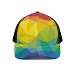 Rainbow Polygonal Geometric Print Black Mesh Trucker Cap