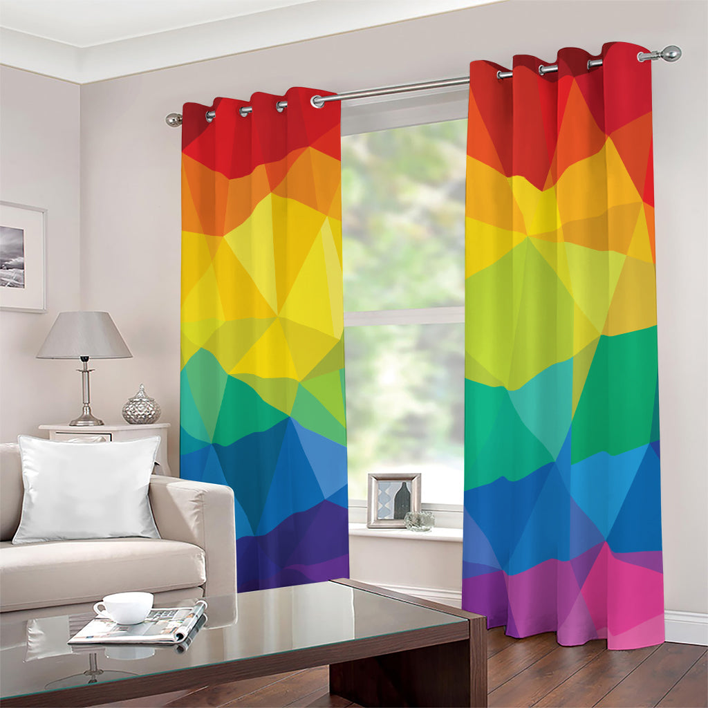 Rainbow Polygonal Geometric Print Blackout Grommet Curtains