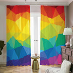 Rainbow Polygonal Geometric Print Blackout Pencil Pleat Curtains