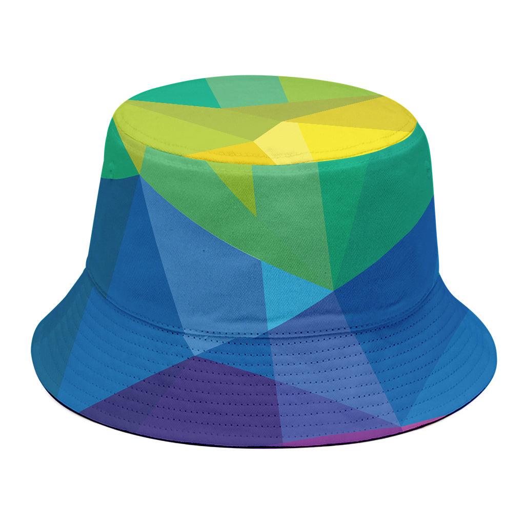 Rainbow Polygonal Geometric Print Bucket Hat