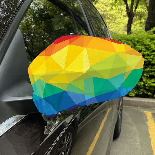 Rainbow Polygonal Geometric Print Car Side Mirror Covers