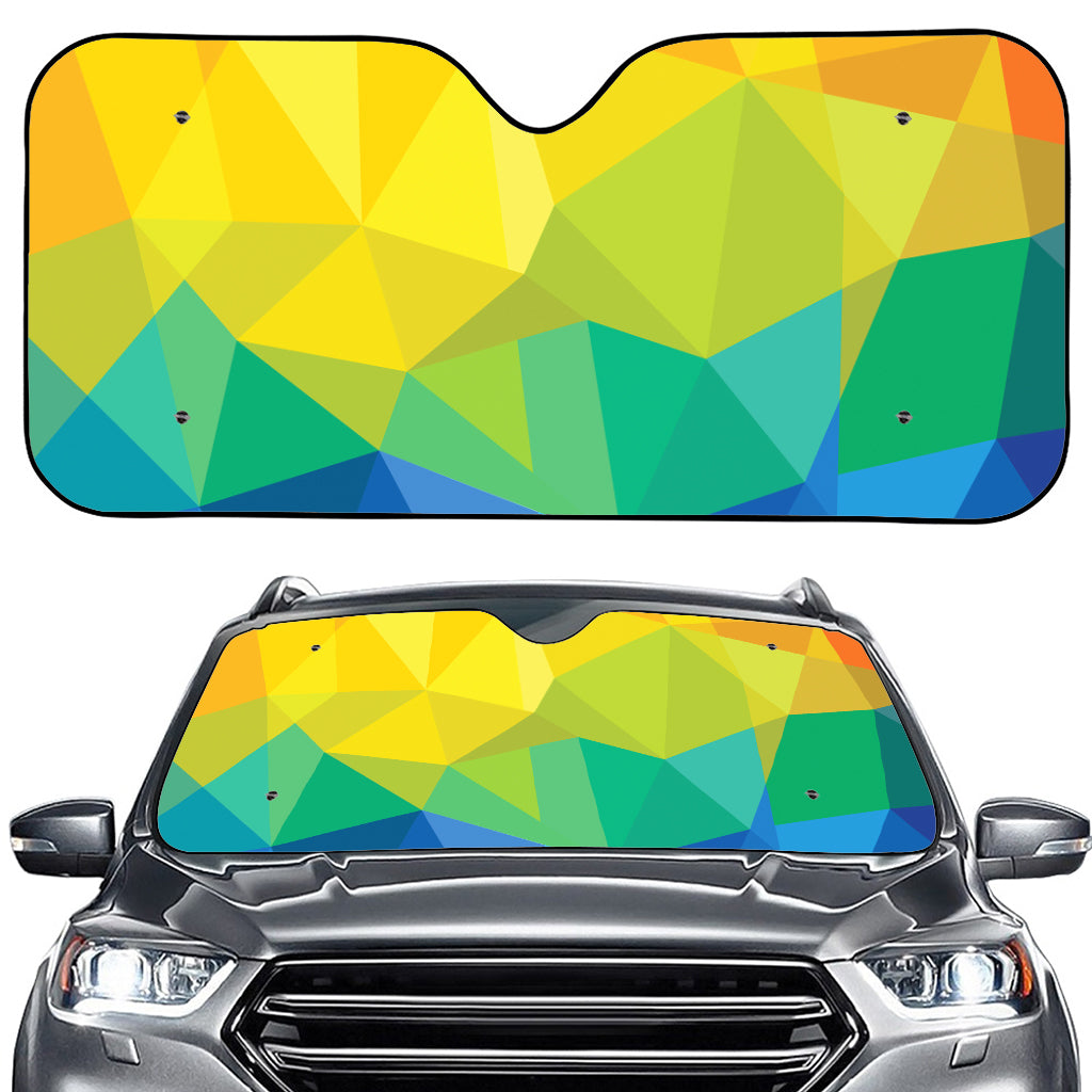 Rainbow Polygonal Geometric Print Car Windshield Sun Shade