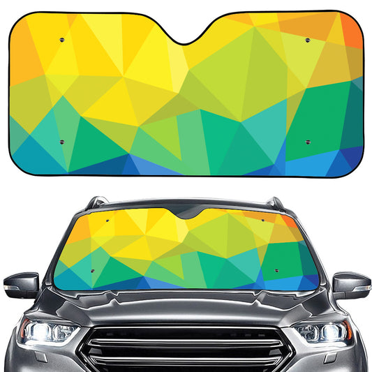 Rainbow Polygonal Geometric Print Car Windshield Sun Shade