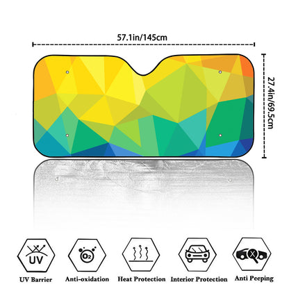 Rainbow Polygonal Geometric Print Car Windshield Sun Shade