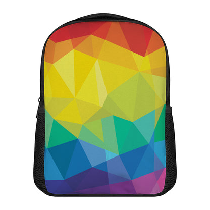 Rainbow Polygonal Geometric Print Casual Backpack