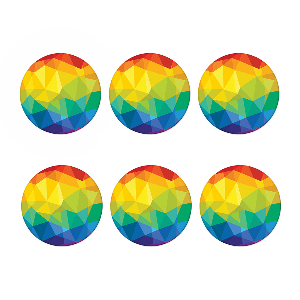 Rainbow Polygonal Geometric Print Coaster Set